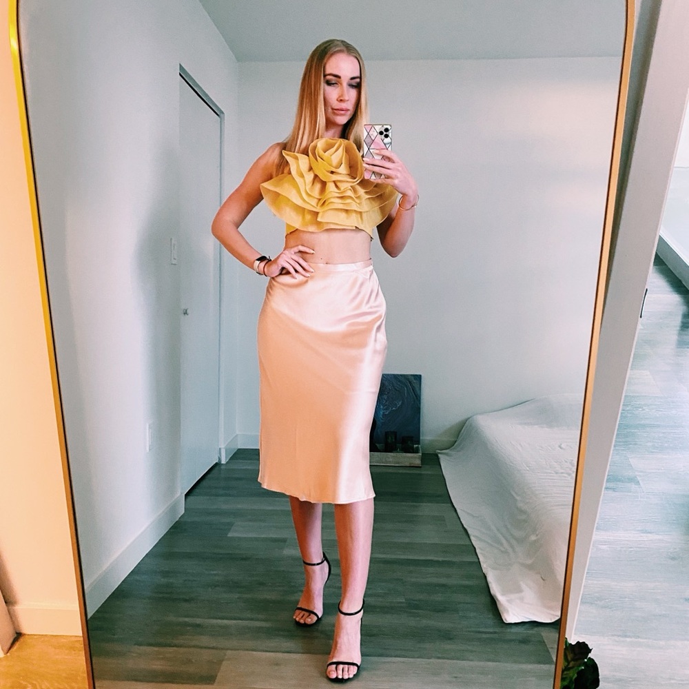 Commense Beige Satin Skirt